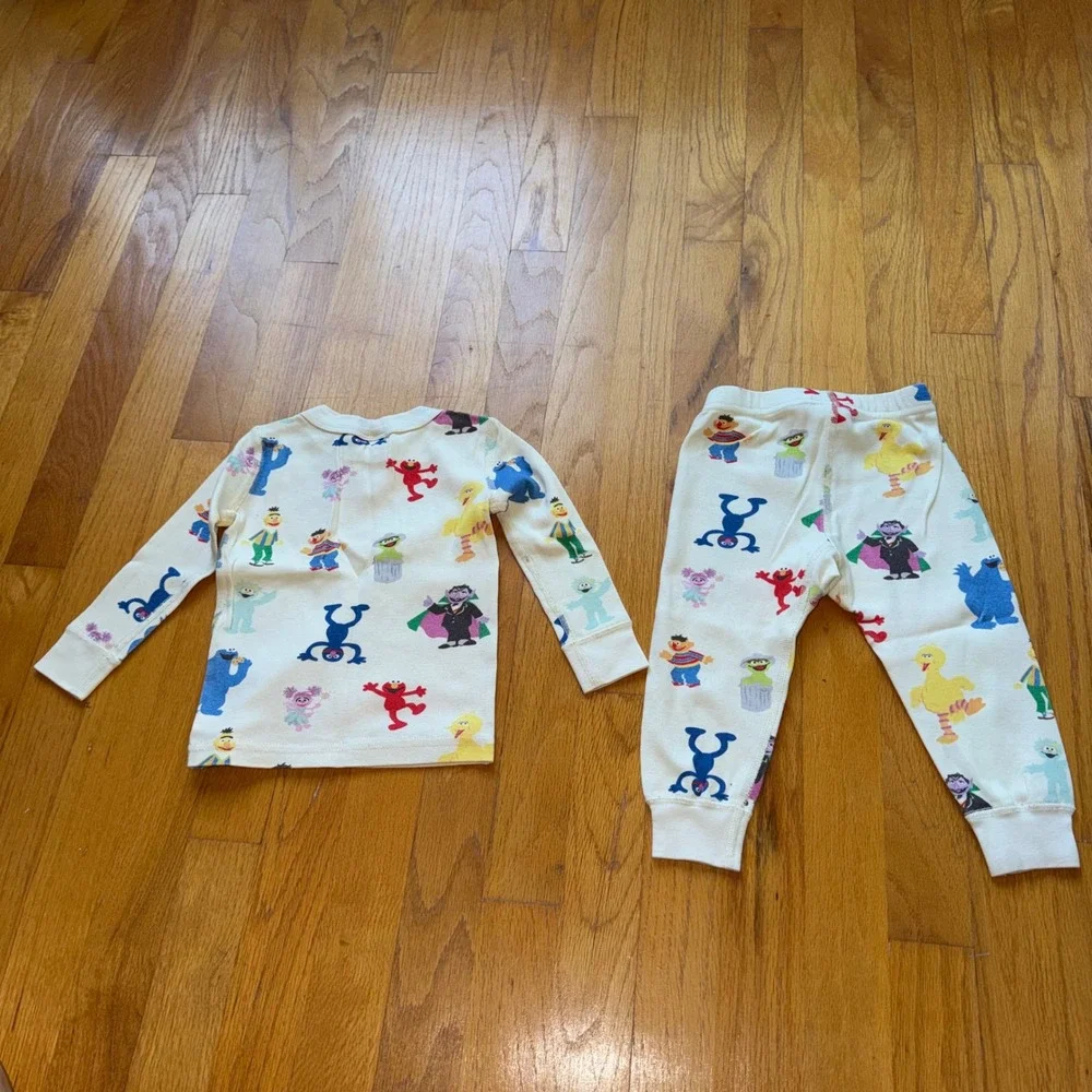 Hanna Andersson Sesame Street Organic Cotton Pajama Set Kids 2T Elmo Big Bird